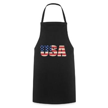 USA US Flag Patriots America July 4 - Cooking Apron - black - Front - AI Model Male 185 dark (185cm)
