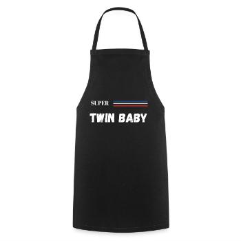 super twin baby - t-shirt assorti - Tablier de cuisine - noir - Devant - AI Model Male 185 dark (185cm)