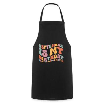 Septembre Anniversaire - Tablier de cuisine - noir - Devant - AI Model Male 185 dark (185cm)