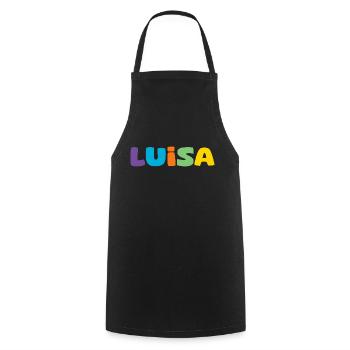 Nom - Luisa - Tablier de cuisine - noir - Devant - AI Model Male 185 dark (185cm)