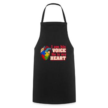 I'm His Voice He's My Heart Autism - Cooking Apron - black - Front - AI Model Male 185 dark (185cm)