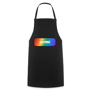 Rome Italie Gay Pride - Tablier de cuisine - noir - Devant - AI Model Male 185 dark (185cm)