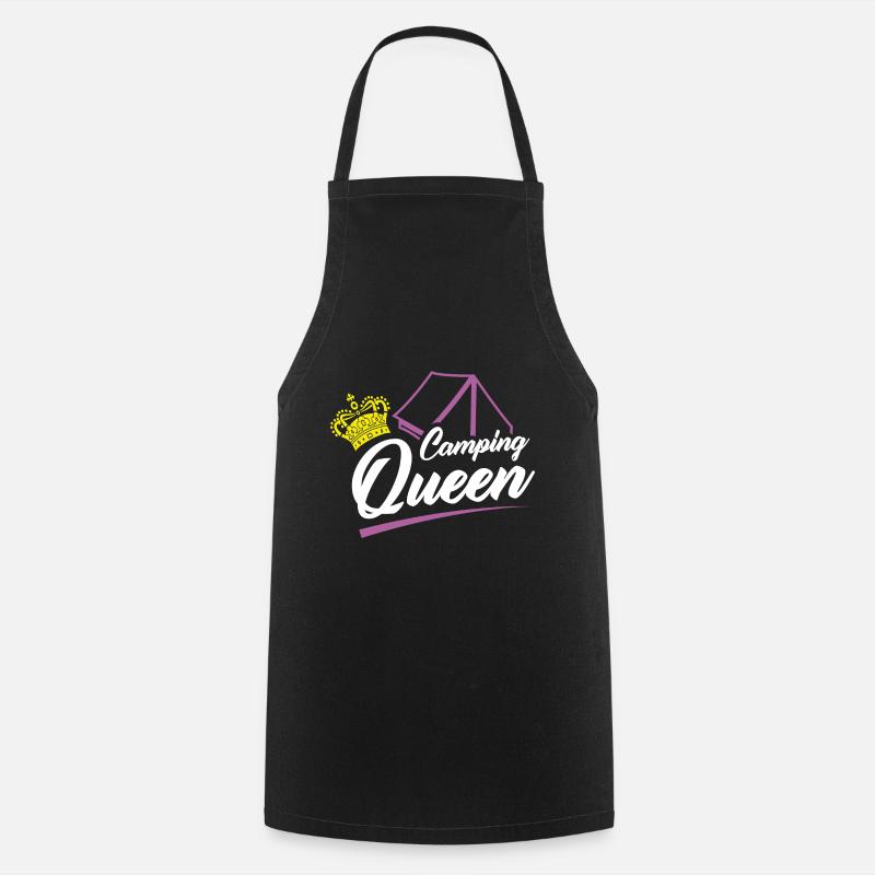 Camping queen saying with crown tent - Cooking Apron - black