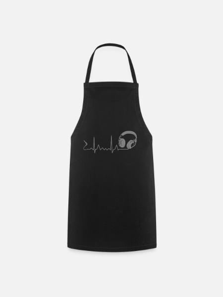 Headphones heartbeat pulse beat EKG music - Cooking Apron - black