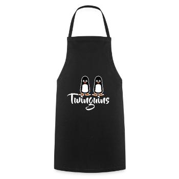 niedliche Pinguine Zwillinge Wortspiel - Kochschürze - Schwarz - Vorne - AI Model Male 185 dark (185cm)