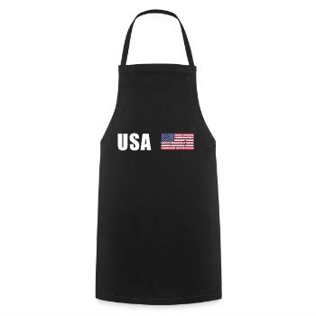 usa flagge vintage - Kochschürze - Schwarz - Vorne - AI Model Male 185 dark (185cm)