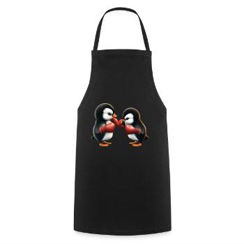 Penguin Boxing Match - Cooking Apron - black - Front - AI Model Male 185 dark (185cm)