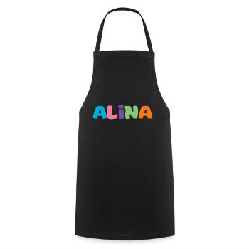 Name - Alina - Kochschürze - Schwarz - Vorne - AI Model Male 185 dark (185cm)