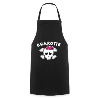 Piratin Charlotte Design für Mädchen und Frauen - Kochschürze - Schwarz - Vorne - AI Model Male 185 dark (185cm)