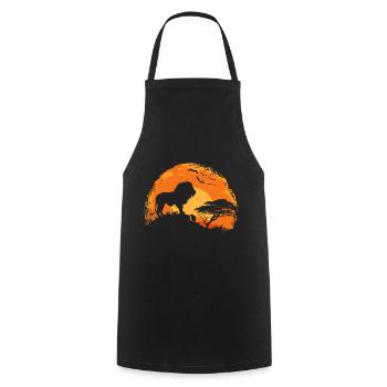 Chat sauvage lion - Tablier de cuisine - noir - Devant - AI Model Male 185 dark (185cm)