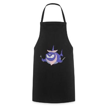 Requin très affamé - Tablier de cuisine - noir - Devant - AI Model Male 185 dark (185cm)