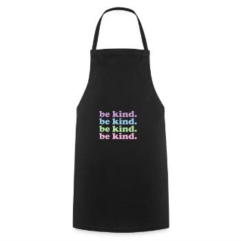 Phrase Soyez gentil. arc-en-ciel rose et violet pastel - Tablier de cuisine - noir - Devant - AI Model Male 185 dark (185cm)