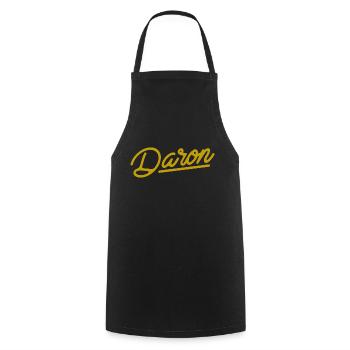 Daron (en or) - calligraphie - Tablier de cuisine - noir - Devant - AI Model Male 185 dark (185cm)
