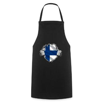 Finland Flag Suomi Finnish Flag Used Look - Cooking Apron - black - Front - AI Model Male 185 dark (185cm)