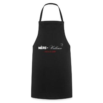 Mère veilleuse depuis 2019 - Tablier de cuisine - noir - Devant - AI Model Male 185 dark (185cm)