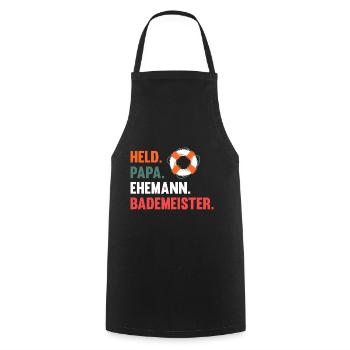 Rettungsschwimmer Papa Vater Bademeister - Kochschürze - Schwarz - Vorne - AI Model Male 185 dark (185cm)