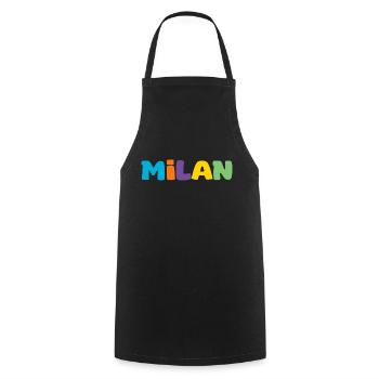 Name - Milan - Cooking Apron - black - Front - AI Model Male 185 dark (185cm)