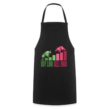Buy Low Sell High Exchange Stocks Money Gift Idea - Cooking Apron - black - Front - AI Model Male 185 dark (185cm)