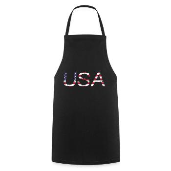 Les États-Unis aux couleurs du drapeau américain drapeau - Tablier de cuisine - noir - Devant - AI Model Male 185 dark (185cm)