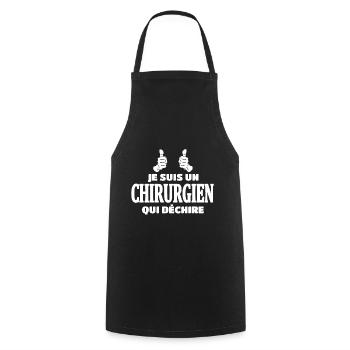 Chirurgien - Tablier de cuisine - noir - Devant - AI Model Male 185 dark (185cm)