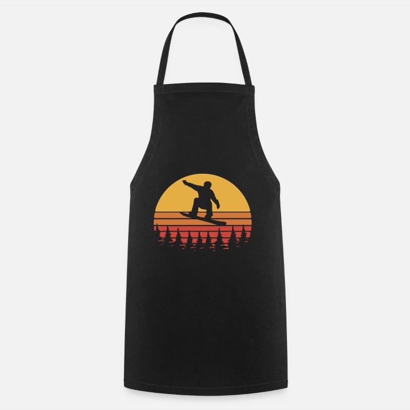 Snowboard Retro Sunset – Weiß & Gelb - Kochschürze - Schwarz