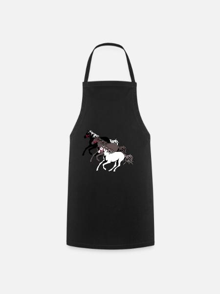 Wildpferde Herde Pferd Galopp Pferderennen Pony - Kochschürze - Schwarz