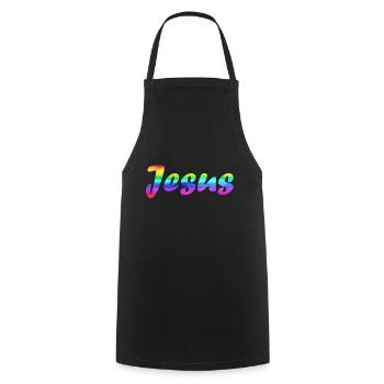 Jesus Rainbow Flag - Cooking Apron - black - Front - AI Model Male 185 dark (185cm)