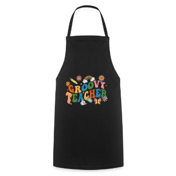 Professeur groovy années 60 - Tablier de cuisine - noir - Devant - AI Model Male 185 dark (185cm)
