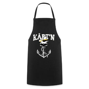Käpt'n Kapitän Totenkopf Geschenk Segler Segeln - Kochschürze - Schwarz - Vorne - AI Model Male 185 dark (185cm)