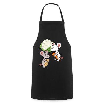 Organic Eco Mice Vegetables Rodents Hunger Mouse - Cooking Apron - black - Front - AI Model Male 185 dark (185cm)