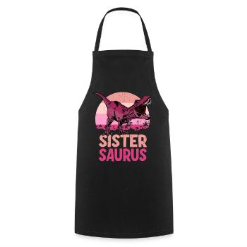 Sister Saurus Sistersaurus Dinosaur Family - Cooking Apron - black - Front - AI Model Male 185 dark (185cm)
