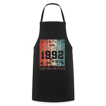 Juni Jahrgang 1992 geboren Vintage Geburtstag - Kochschürze - Schwarz - Vorne - AI Model Male 185 dark (185cm)