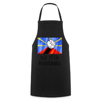 Réunionnais Fier Drapeau Réunion - Tablier de cuisine - noir - Devant - AI Model Male 185 dark (185cm)