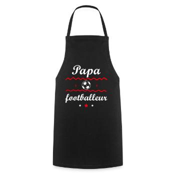 Papa footballeur, cadeau fête des pères - Tablier de cuisine - noir - Devant - AI Model Male 185 dark (185cm)