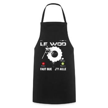 Le wod m'appelle faut que j'y aille cadeau sport - Tablier de cuisine - noir - Devant - AI Model Male 185 dark (185cm)