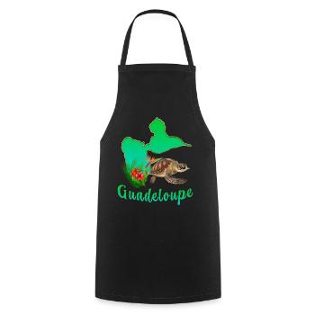 Guadeloupe Tortue Tropicale Paradis 971 - Tablier de cuisine - noir - Devant - AI Model Male 185 dark (185cm)