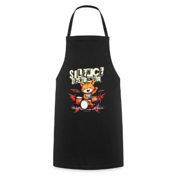 Schlagzeug Drums Silence Destroyer Katze Lustig - Kochschürze - Schwarz - Vorne - AI Model Male 185 dark (185cm)