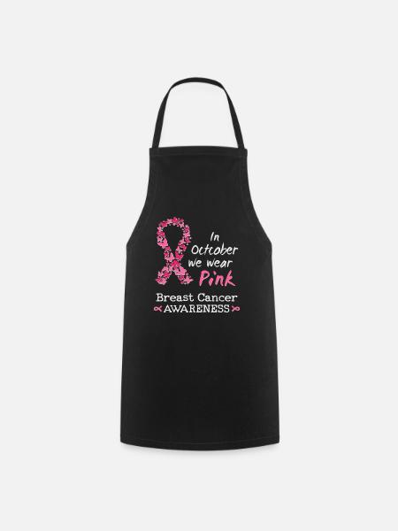 In October we wear pink Breast Cancer Awareness - Cooking Apron - black