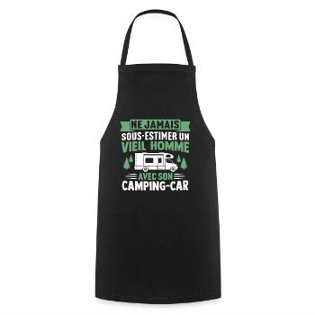 Un vieil homme avec son camping car - Tablier de cuisine - noir - Devant - AI Model Male 185 dark (185cm)