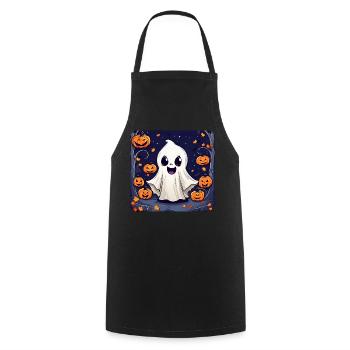 Mou mignon avec des citrouilles effrayantes - Tablier de cuisine - noir - Devant - AI Model Male 185 dark (185cm)