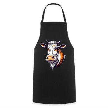 Cute Cow - Cooking Apron - black - Front - AI Model Male 185 dark (185cm)