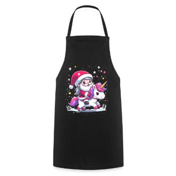Santa Claus and Unicorn - Cooking Apron - black - Front - AI Model Male 185 dark (185cm)