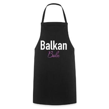 Balkan Babe Shirt, Mode für Selbstbewußte Leute. - Kochschürze - Schwarz - Vorne - AI Model Male 185 dark (185cm)