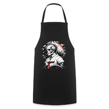 Karatemeister Skull // Karate Totenkopf FS0090 - Kochschürze - Schwarz - Vorne - AI Model Male 185 dark (185cm)