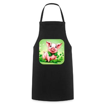 Cute lucky pig with shamrocks - Cooking Apron - black - Front - AI Model Male 185 dark (185cm)