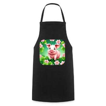 Cute lucky pig with shamrocks - Cooking Apron - black - Front - AI Model Male 185 dark (185cm)