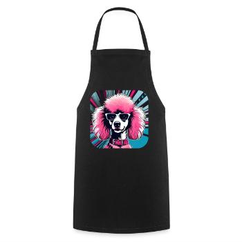 Cute Pink Pop Art Poodle - Cooking Apron - black - Front - AI Model Male 185 dark (185cm)