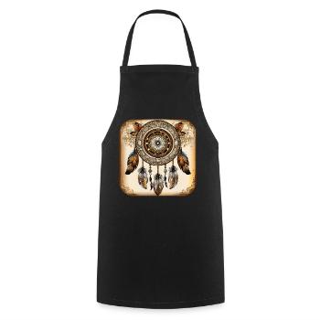 Spiritueller Traumfänger - Kochschürze - Schwarz - Vorne - AI Model Male 185 dark (185cm)