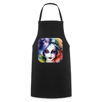 Cool Harlequin Gothic Girl - Cooking Apron - black - Front - AI Model Male 185 dark (185cm)