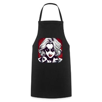 Cool Harlequin Poker Gothic Girl - Cooking Apron - black - Front - AI Model Male 185 dark (185cm)